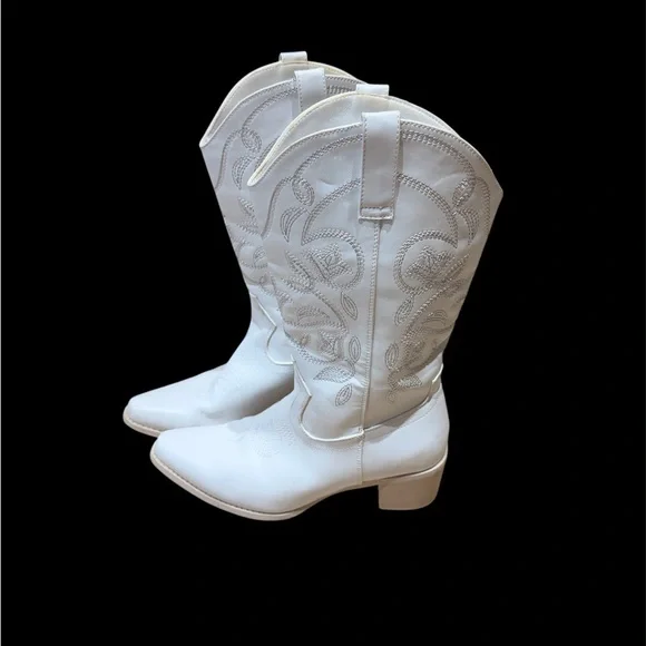IUV brand white western cowboy boots for women mid calf size 8 - Picture 7 of 13